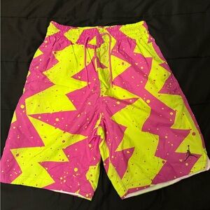 Jordan Athletic Pink and Yellow Zigzag Shorts